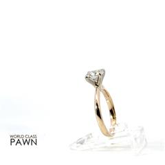 14K Yellow Gold Lab Grown Diamond Solitaire Ring .90 Ct. Size 4.25 2.1 grams